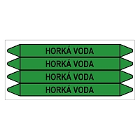 Značení potrubí, horká voda,4 ks, 250 × 26 mm